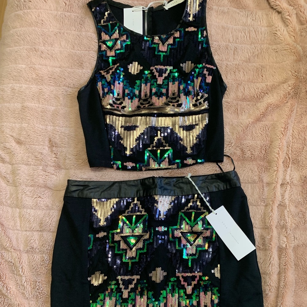 Matching crop with pencil skirt